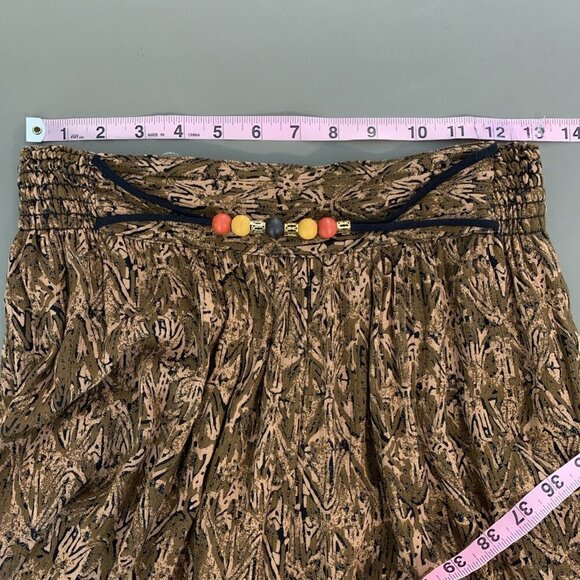 Vintage Carole Little Womens 14 Pants Pull On Rayon 80s Brown Beaded Boho Hippie - Picture 14 of 16